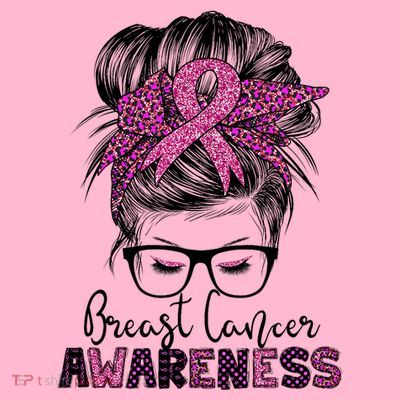 Messy Bun Hair Breast Cancer Awareness T-Shirt