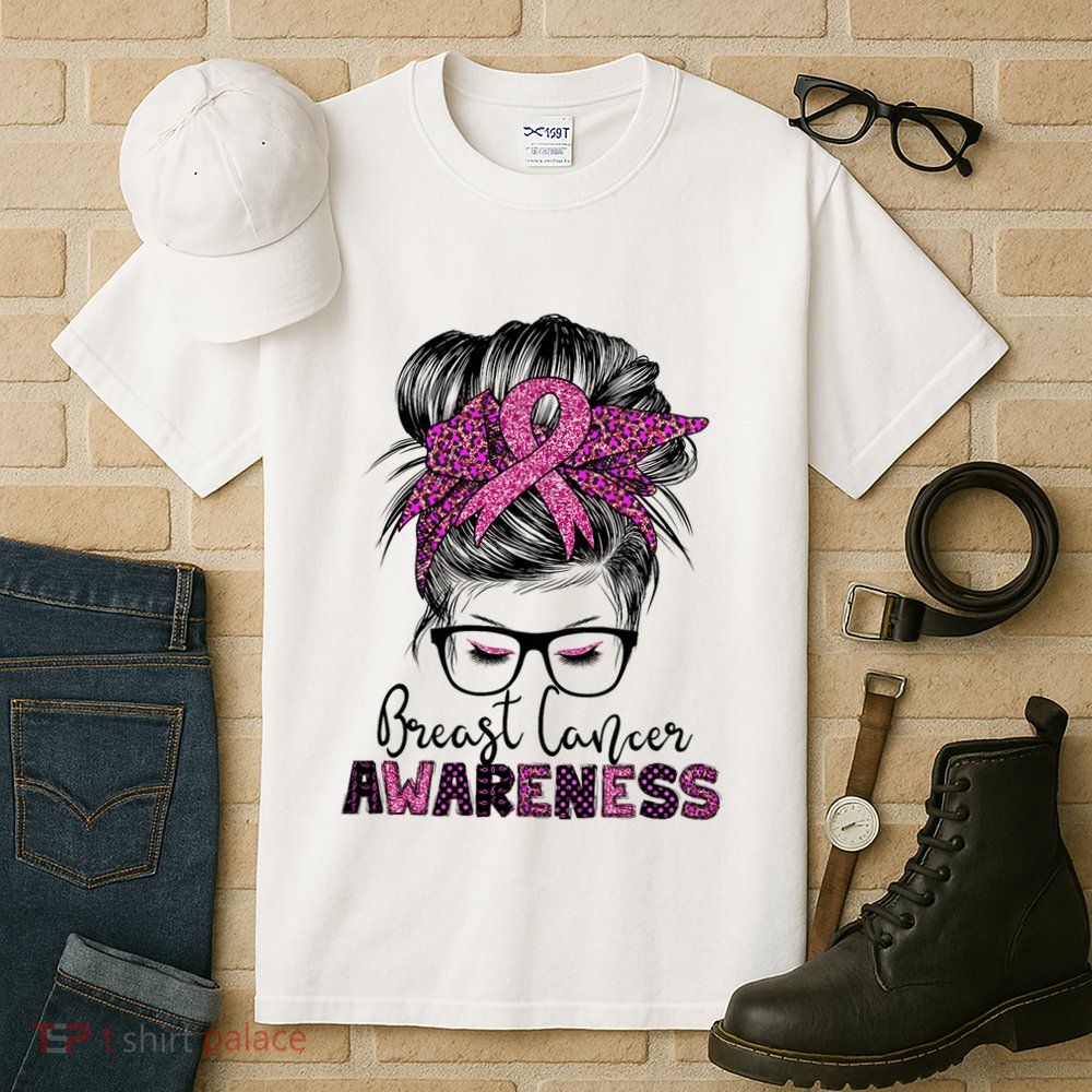 Messy Bun Hair Breast Cancer Awareness Tall T-Shirt