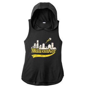 Milwaukee Baseball Home Run City Skyline Ladies PosiCharge Tri-Blend Wicking Draft Hoodie Tank