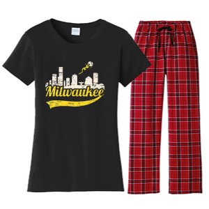 Milwaukee Baseball Home Run City Skyline Women's Flannel Pajama Set