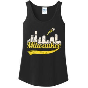 Milwaukee Baseball Home Run City Skyline Ladies Essential Tank