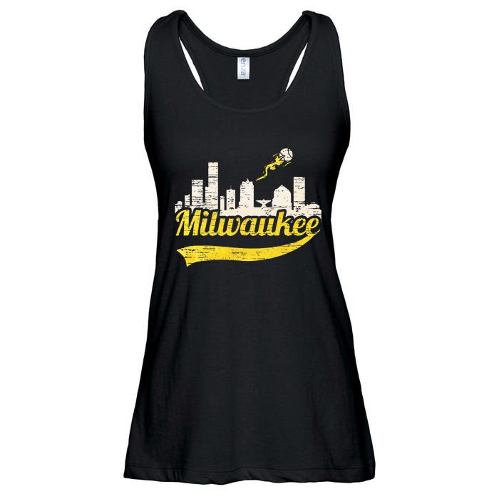 Milwaukee Baseball Home Run City Skyline Ladies Essential Flowy Tank