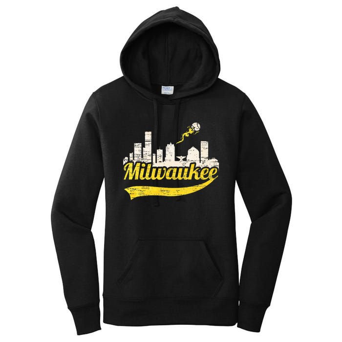 Milwaukee Baseball Home Run City Skyline Women's Pullover Hoodie