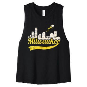 Milwaukee Baseball Home Run City Skyline Women's Racerback Cropped Tank