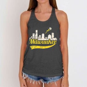 Milwaukee Baseball Home Run City Skyline Women's Knotted Racerback Tank