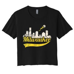 Milwaukee Baseball Home Run City Skyline Women's Crop Top Tee