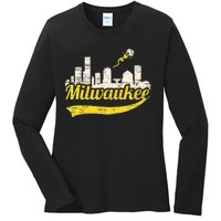 Milwaukee Baseball Home Run City Skyline Ladies Long Sleeve Shirt