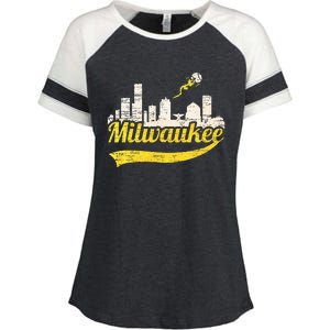 Milwaukee Baseball Home Run City Skyline Enza Ladies Jersey Colorblock Tee