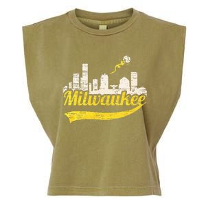 Milwaukee Baseball Home Run City Skyline Garment-Dyed Women's Muscle Tee