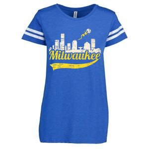 Milwaukee Baseball Home Run City Skyline Enza Ladies Jersey Football T-Shirt