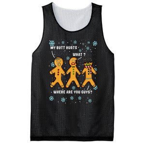 My Butt Hurts Funny Christmas Cookie Gingerbread Man What Mesh Reversible Basketball Jersey Tank