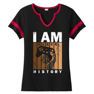 Melanin Black History Month Design For Video Games Lovers Ladies Halftime Notch Neck Tee