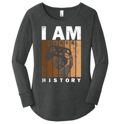 Melanin Black History Month Design For Video Games Lovers Women's Perfect Tri Tunic Long Sleeve Shirt