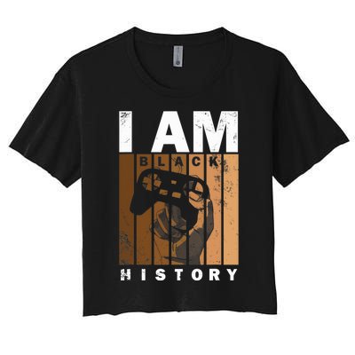 Melanin Black History Month Design For Video Games Lovers Women's Crop Top Tee