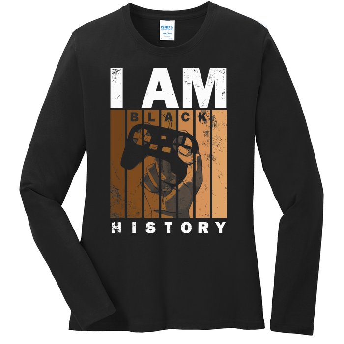 Melanin Black History Month Design For Video Games Lovers Ladies Long Sleeve Shirt