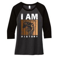 Melanin Black History Month Design For Video Games Lovers Women's Tri-Blend 3/4-Sleeve Raglan Shirt