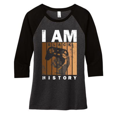 Melanin Black History Month Design For Video Games Lovers Women's Tri-Blend 3/4-Sleeve Raglan Shirt