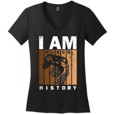 Melanin Black History Month Design For Video Games Lovers Women's V-Neck T-Shirt