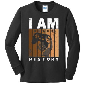 Melanin Black History Month Design For Video Games Lovers Kids Long Sleeve Shirt