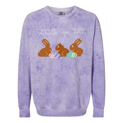 My Butt Hurts Chocolate Bunny Easter Funny Colorblast Crewneck Sweatshirt