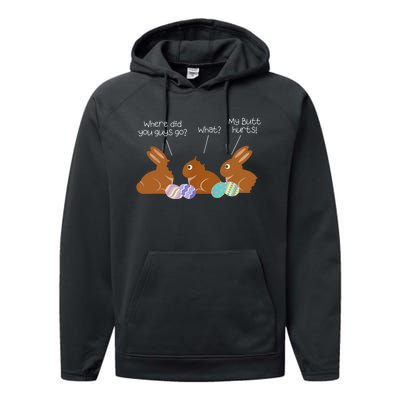 My Butt Hurts Chocolate Bunny Easter Funny Performance Fleece Hoodie