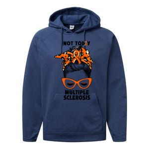 Messy Bun Hair Multiple Sclerosis Awareness Performance Fleece Hoodie