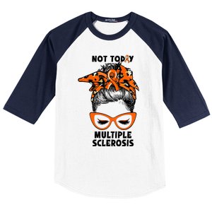 Messy Bun Hair Multiple Sclerosis Awareness Baseball Sleeve Shirt