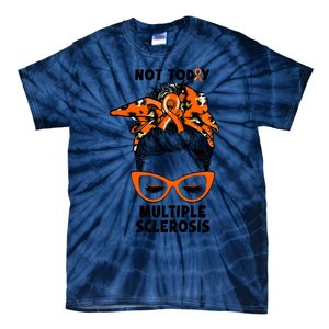 Messy Bun Hair Multiple Sclerosis Awareness Tie-Dye T-Shirt