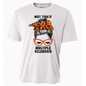 Messy Bun Hair Multiple Sclerosis Awareness Cooling Performance Crew T-Shirt