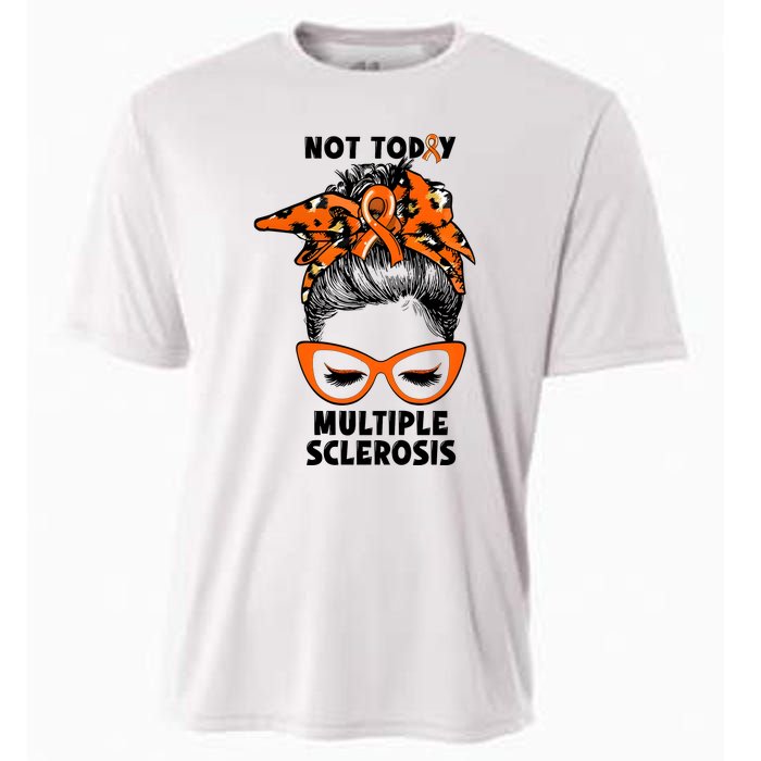 Messy Bun Hair Multiple Sclerosis Awareness Cooling Performance Crew T-Shirt