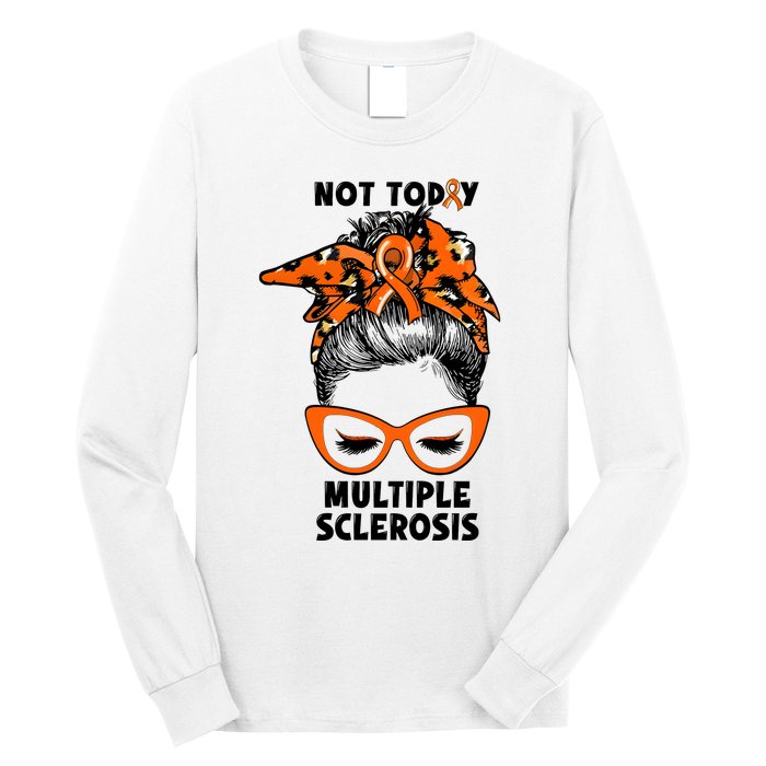 Messy Bun Hair Multiple Sclerosis Awareness Long Sleeve Shirt