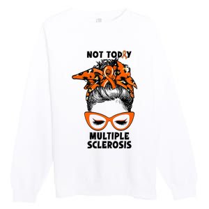 Messy Bun Hair Multiple Sclerosis Awareness Premium Crewneck Sweatshirt