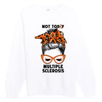 Messy Bun Hair Multiple Sclerosis Awareness Premium Crewneck Sweatshirt