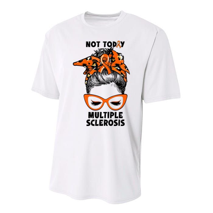 Messy Bun Hair Multiple Sclerosis Awareness Performance Sprint T-Shirt