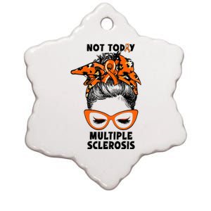 Messy Bun Hair Multiple Sclerosis Awareness Ceramic Star Ornament