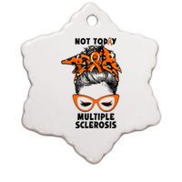 Messy Bun Hair Multiple Sclerosis Awareness Ceramic Star Ornament