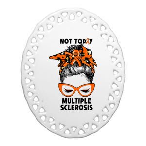 Messy Bun Hair Multiple Sclerosis Awareness Ceramic Oval Ornament