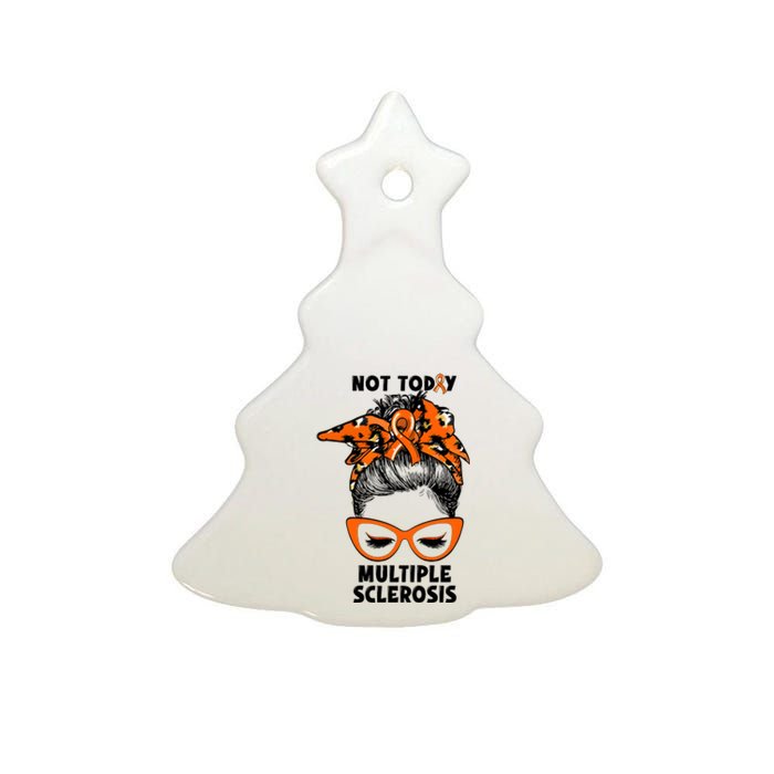 Messy Bun Hair Multiple Sclerosis Awareness Ceramic Tree Ornament