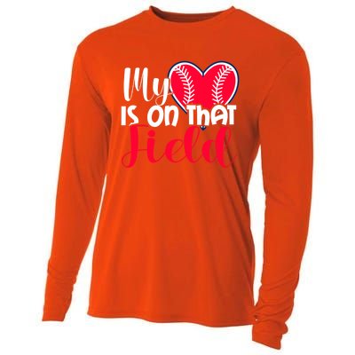 My Baseball Heart Is On That Field Gift Cooling Performance Long Sleeve Crew