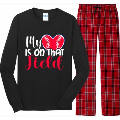 My Baseball Heart Is On That Field Gift Long Sleeve Pajama Set