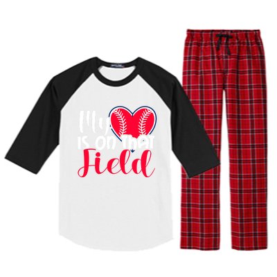 My Baseball Heart Is On That Field Gift Raglan Sleeve Pajama Set