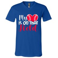 My Baseball Heart Is On That Field Gift V-Neck T-Shirt