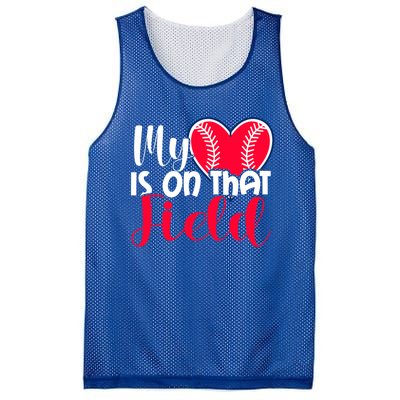 My Baseball Heart Is On That Field Gift Mesh Reversible Basketball Jersey Tank