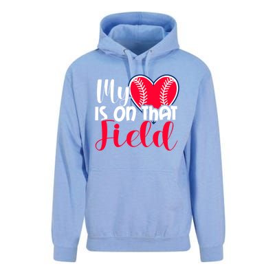 My Baseball Heart Is On That Field Gift Unisex Surf Hoodie