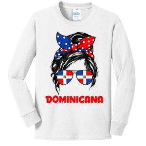 Messy Bun Hair Dominicana Dominican Girl Dominicana Republic Kids Long Sleeve Shirt