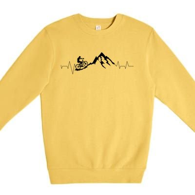 Mountain Bike Heartbeat Cute Bike Heartbeat Gift Premium Crewneck Sweatshirt