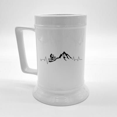 Mountain Bike Heartbeat Cute Bike Heartbeat Gift Beer Stein