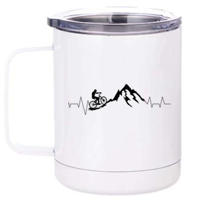 Mountain Bike Heartbeat Cute Bike Heartbeat Gift 12 oz Stainless Steel Tumbler Cup