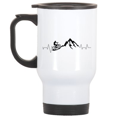 Mountain Bike Heartbeat Cute Bike Heartbeat Gift Stainless Steel Travel Mug