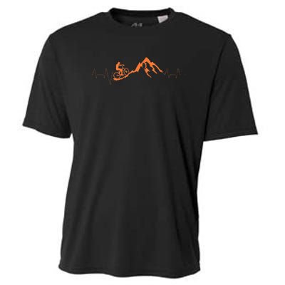 Mountain Bike Heartbea Cute Bike Heartbeat Gift Cooling Performance Crew T-Shirt